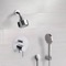 Chrome Shower System with Multi Function Shower Head and Hand Shower